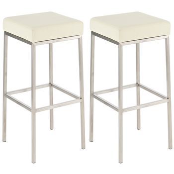 Set De 2 Taburetes Montreal ~ Altura 85 Cm Simil Cuero Crema 37x37x85 Cm Clp