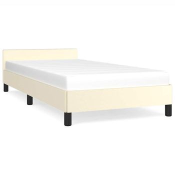 Estructura De Cama Con Cabecero Sin Colchón Crema 90x200 Cm Vidaxl
