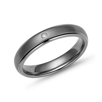 Anillo exclusivo titanio 4mm bordes diamante pulido