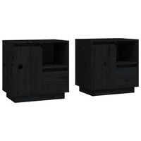 mesitas de noche 2 uds madera maciza de pino negro 50x34x50 cm vidaxl