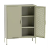 costway armario metalico de dos puertas con estantes ajustables gran capacidad de almacenamiento para salon y cocina 80 x 35 x 102 cm verde menta