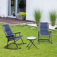 set 2 sillas plegables con mesa baja de exterior juego de muebles sillas asiento acolchado para patio playa piscina azul