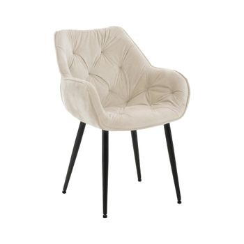 Silla con patas de metal y asiento en Terciopelo Crema