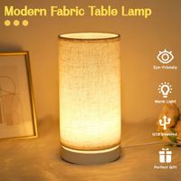 1 pieza de lampara de mesa redonda de tela moderna y minimalista luz calida sin parpadeos compacta y elegante decoracion para dormitorio