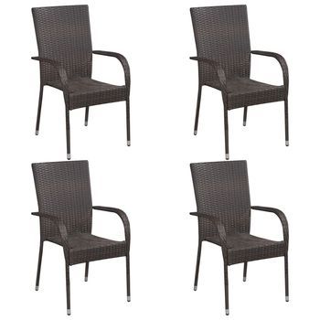 Conjunto De Muebles Deconjunto Comedor Jardin 5 Uds | Mesa Y Sillas De Ratán Marrón