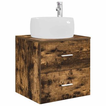 Vanidad Con Lavabo De Pared Roble Ahumado 49,5 X 44,5 X 66 Cm Vidaxl