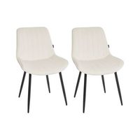 conjunto de 2 sillas de terciopelo patas de acero negro sin reposabrazos comedor beige claro dubrovnik