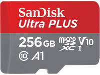 tarjeta micro sdxc - sandisk ultra plus 256 gb 160 mbs uhs-i v10 a1 c10 adaptador sd multicolor
