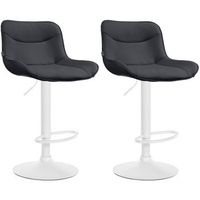 juego de 2 taburetes de bar x1 con costuras decorativas en pvc negro pie de trompeta metal blanco 100004458
