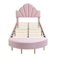 cama individual tapizada 90x200 - cabecero de terciopelo banco a juego marco estable - rosa