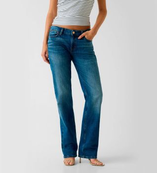 Guess para mujer. W6YAJDD1655 Jeans Nicky Lavado Medio azul (32), Casual, Algodón, Denim