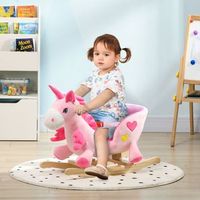 caballito balancin infantil en forma de unicornio rosa homcom
