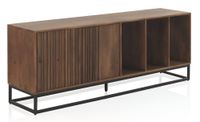 aparador bajo de madera de mango maciza y base metalica