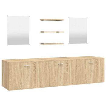 Juego De 6 Piezas De Muebles De Baño De Madera De Roble Vidaxl