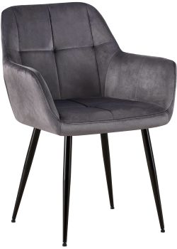 Silla con asiento en terciopelo gris