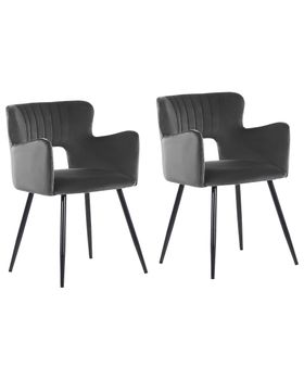 Conjunto de 2 sillas de comedor  terciopelo gris oscuro