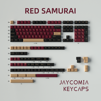 Teclas GMK 173 Teclas Samurai Rojo PBT Perfil Cherry para Teclado Mecánico con Interruptor MX, Diseño ISO, Retroiluminación RGB