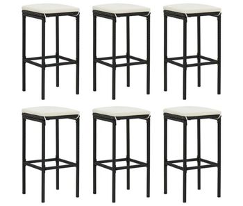 Vidaxl taburetes de cocina con cojines 6 uds ratán sintético negro