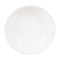 plato hondo de loza blanca con borde perlado