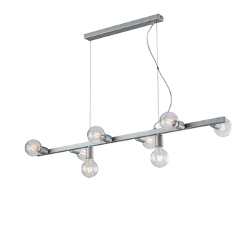 Lámpara Colgante Fabian En Hierro Lacado Blanco Y Plata 8 Luces L.121 X 16 Bl293-8-arg