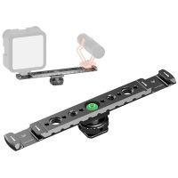 lanxire soporte doble zapata fria vlog microfono metal tornillo 14 4 agujeros para dslr microfono