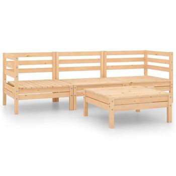Conjunto De Muebles De Jardín 4 Uds | Mesa Y Sillas Madera De Pino Maciza