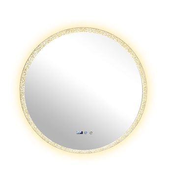 Espejo Baño Inteligente Redondo Led Tricolor Regulable Antivaho Vidrio Templado Hd Retroiluminado Diseño Moderno Lujo Premium