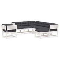 set muebles jardin con cojines 8 pzas madera maciza pino blanco vidaxl