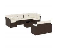 vidaxl set de sofas de jardin 10 pzas y cojines ratan sintetico marron