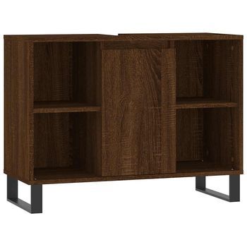 Mueble De Baño Madera De Ingeniería Roble Marrón 80x33x60 Cm Vidaxl
