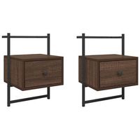 mesitas de noche de pared 2 unidades marron roble 35x30x51 cm