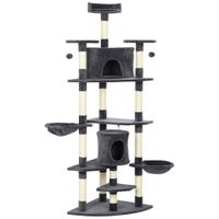 pawhut arbol rascador para gatos alto con casetas y hamacas 60x60x200 cm gris oscuro   aosom espana
