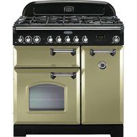 rangemaster classic deluxe 90 dual fuel range cooker - olive green  chrome olive
