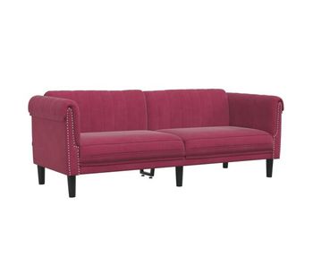 Vidaxl sofá de 3 plazas terciopelo rojo tinto