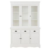 alacena vitrina blanca mate de pino de 123 cm