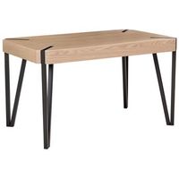 mesa de comedor tapa de mdf color madera gris patas de metal negro 130 x 80 cm 4 plazas rectangular industrial cambell