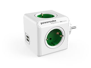 ADAPTADOR Y ENCHUFE MULTIPLE VERDE 4 TOMAS 120W + 2 TOMAS USB