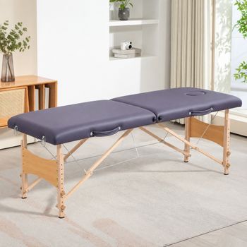 Camilla De Masaje De Pvc Madera Homcom 186x60x61-87 Cm Púrpura