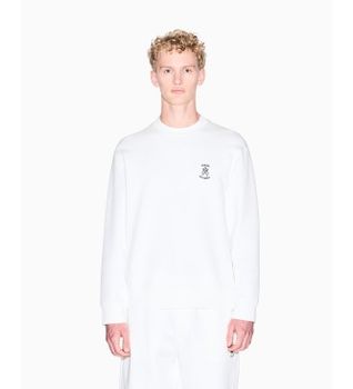 A|X Armani Exchange para hombre. XM001777AF10818U0009 Sudadera de cuello redondo blanco roto (L), Casual, Algodón, Manga larga