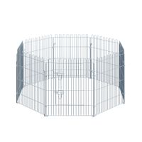 pawhut parque para perros cachorros rejilla metalica plegable valla facil montaje para jardin patio 63x76cm plata   aosom espana