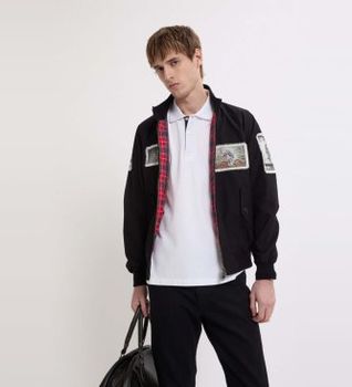 Baracuta para hombre. BRCPS1183BCNY1 Chaqueta Gavin Watson Patches negro (XL), Casual, Poliéster