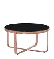 mesa centro de acero inoxidable color oro rosa  y cristal anch 80 cm