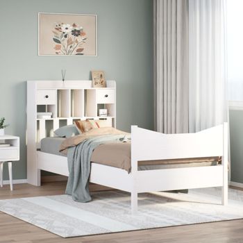 Cama Para Adulto | Cama Individual | Estructura De Cama Sin Colchón Madera Maciza Blanca 90x190 Cm Cfw83469