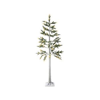 Árbol De Navidad Artificial De Exterior E Interior Con Luces Led Pre-iluminado Estilo Escandinavo Nevado Material Sintético 180 Cm Blanco Albioni