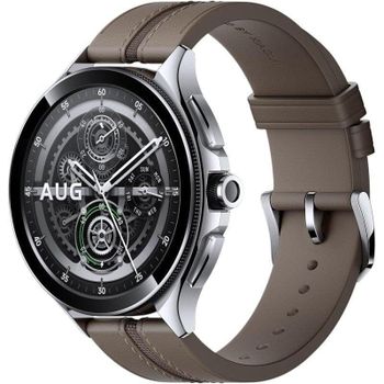 Xiaomi Watch 2 Pro Bluetooth Reloj Smartwatch de Caja Plateada con Correa de Cuero Marrón