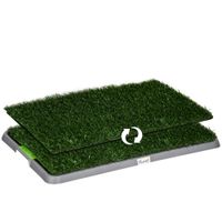 pawhut inodoro para perros con 2 cespedes artificiales rejilla y bandeja para entrenamiento de cachorros 67x41x35 cm verde