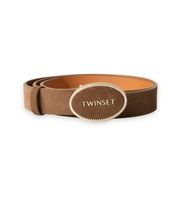 twinset para mujer 262to5280 cinturon logotipo beige m marron casual sintetico