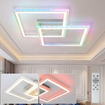 Lámpara Led De Techo Para Dormitorio, Lámpara Regulable Moderna Que Cambia De Color Rgb Con Control Remoto, Sala De Estar De 35w Zmh