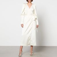 rotate birger christensen satin wrap midi dress - dk 34uk 6