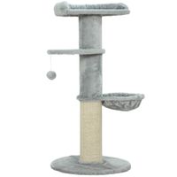 pawhut arbol rascador para gatos 1035 cm con cama hamaca plataforma poste de sisal grueso bola colgante gris claro